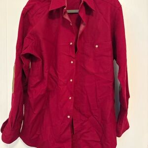 Pendleton Vintage 60s Rich Red Wool Shirt With Suede Elbow Patches